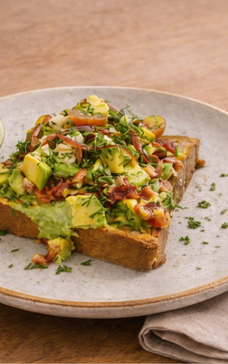 Tostada francesa servida en plato de cerámica